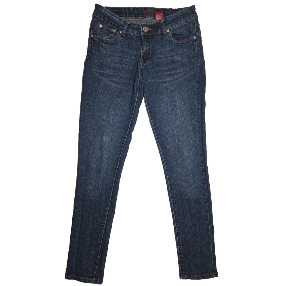 GOGO Skinny Jeans Juniors size 11 Embellished Jegging 27X30‎ Bling Mid Rise Blue